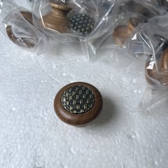 Set of 22 Redwood Cabinet Knobs with Brass Center – Rustic Vintage Style Pulls