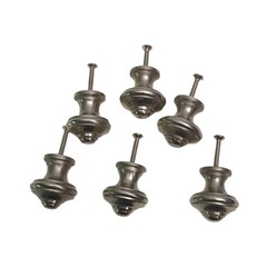 Lot 6 Brushed Nickel Round Metal Cabinet Drawer Door Pull Knobs 1.1″ Diam 1.2 T