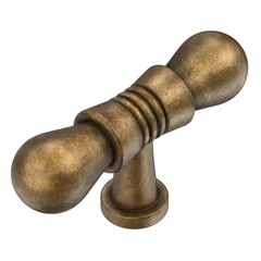 10 PCS Antique Brass T Bar Cabinet Knobs 2.4 Inch Single Hole Hardware