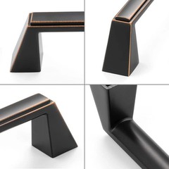 Stepped Cabinet Pull, 10-Pack Black Furniture Handle, 5 Inch Hole Centers
