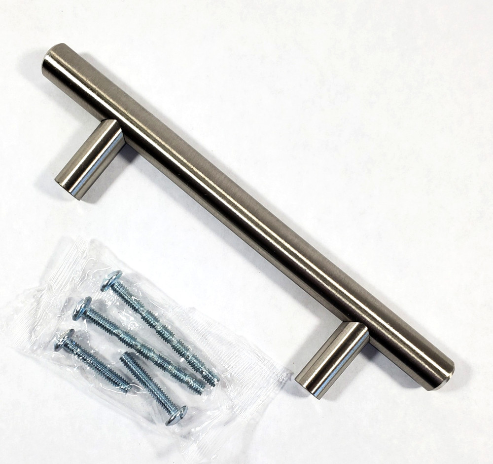 Kitchen Cabinet SOLID Brushed Nickel Bar Handle T-Bar Pull 3,75 Inch Hole Center