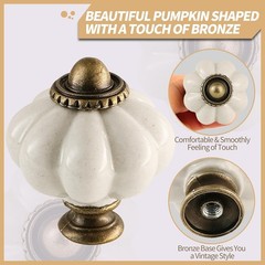 Universal Fit Antique White Pumpkin Knobs 2-Pack – Easy Install Drawer Pulls