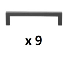 *LOT OF 9* GlideRite 5 in. Matte Black Square Slim Cabinet Drawer Bar Pulls