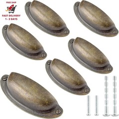 6 tiradores de cajón de 8,9 cm de bronce antiguo, tiradores de metal con forma
