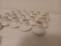 Vintage Rose White Gold Trim Porcelain Cabinet Knob Lot Of 30 W Screws 2 Sizes