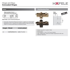 Hafele Salice Domi BARGR29/16 2mm Wing Hinge Mounting Plate, 329-71-512