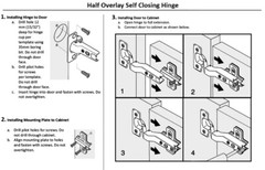 (2 Pieces) Half Overlay Frameless Concealed Cabinet Hinges with Screws