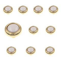 10 Pack Amerock BP76244-W3 Bright Brass Cabinet Knob w/White Ceramic Center