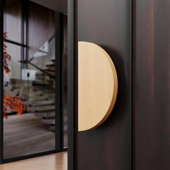 Solid Oak Wood Door Handle Pull 7.9-inch Diameter Half-Round, Natural Oak Fin…