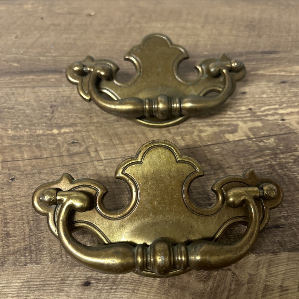 Vintage Brass 5″ Chippendale Batwing Style Drawer Pulls Antique English 2 Pack