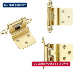 4 Pack (2 Pairs) 3/8 Inch Inset Cabinet Hinges, Self-Closing Face Mount Hinges w