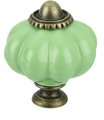 2 Vintage-Green JADITE 1 3/8” Ceramic Glass Drawer Pulls Cabinet Knobs hardware
