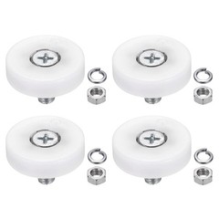4 Set 25mm Nylon Drawer Rollers with Spring Washer and Nut, White