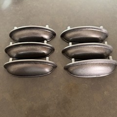 6 Cup Drawer Pulls 3” Holes Cabinet Handles Antique Pewter Finish Dresser
