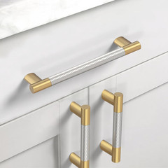 10 Pack 7.5″(192Mm) Gold and Nickel Cabinet Pulls, Knurled Brushed Nickel & Gold