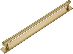 Brushed Gold Cabinet Pulls – 12″ Handles with Backplates, 5 Pack