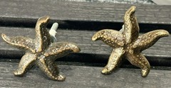 Bronze Starfish Drawer Knobs Set Of 2 Textured Decorative Pulls Pre-Owned