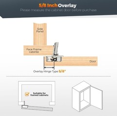 Home Expert 50 Pack (25 Pairs) 5/8″ Overlay Soft Close Cabinet Hinges, Satin