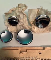 Chrome Door Drawer Pull 2″ & 1.5″ 1964 NOS EAMES Mid-Century Round Concave tulip