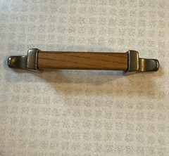 Vintage Amerock Tribute Burnished Brass and Wood 3″cc Cabinet Handle BP630-FWD