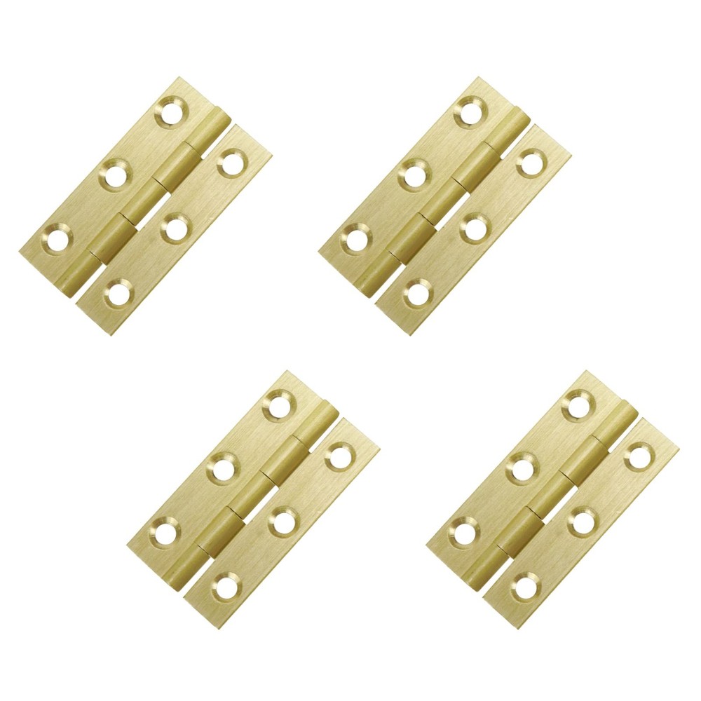 4 PCS 2.5 Inch Brass Cabinet Hinges Gold Butt Wooden Box Door Hinges Screws