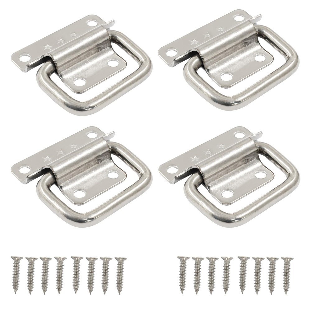 4 PCS 2 Inch Stainless Steel Foldable Chest Handles Pull For Toolbox