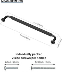 10 Pack 7-1/2”(192Mm) Matte Black Cabinet Handles Kitchen Black Pulls for Cabin