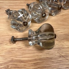 Clear Glass Cabinet Knobs Set of 8 Fluted Pumpkin Drawer Pulls 1.5”- READ