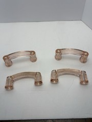 LIGHT PINK GLASS CABINET PULLS DRAWER HANDLES VINTAGE STYLE Set Of 4