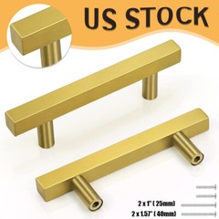 Stainless Steel Kitchen Square Cabinet Handles Gold Drawer Pulls Hardware 2″-10″