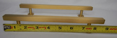 8 1/2in 2 Pack Solid Brass Cabinet Handles 6 1/2 in Hole Center Brushed Brass