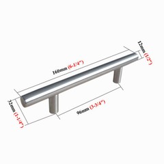 Modern Brushed Nickel Stainless Steel T Bar Cabinet Pulls Knobs Handles 1/2″