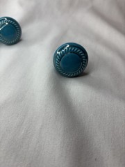 Set of 15 Blue & Gold Cabinet Knobs with Metal Hardware, approx 1.5 in Round