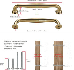 10 Pack Cabinet Handles-5″/128Mm Screw Spacing Champagne Bronze Furniture Hardwa
