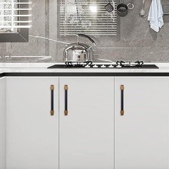 10 Pack 5 inch(128mm) Black and Antique Brass Kitchen Cabinet Handles Knurled…
