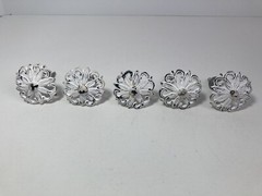 10 Cast Iron Round White Flower Distressed Drawer Cabinet Knob Pull Handle