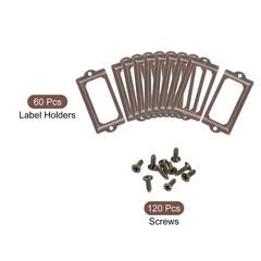 Metal Label Holders, 70x33mm 60pcs File Name Card Tag Label Frame, Copper Tone