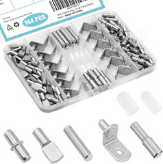 144 Pcs Shelf Pins Pegs Kit,5 Styles Metal Shelf Support Pegs,Cabinet Pegs for S