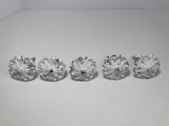 10 Cast Iron Round White Flower Distressed Drawer Cabinet Knob Pull Handle
