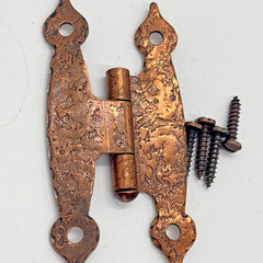 Vintage Hammered Copper-Plated H-Hinges DISTRESSED 6 Cabinet Hardware Colonial