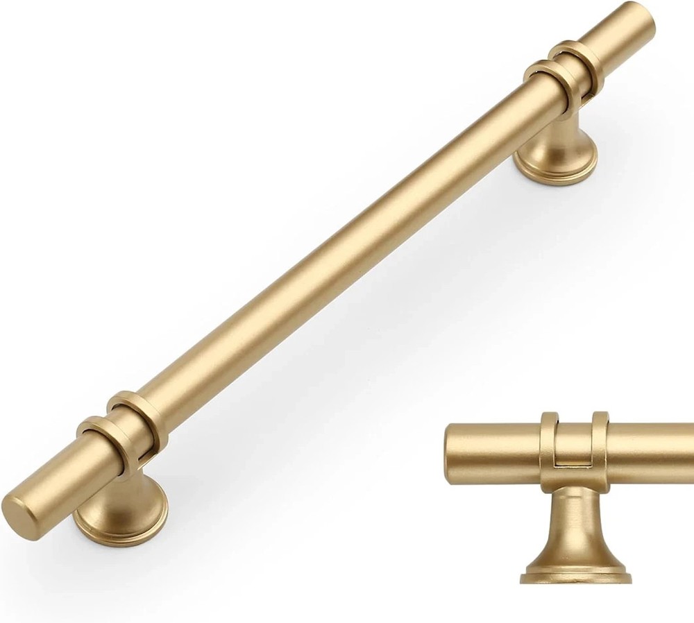 Amerdeco 9-Pack Matte Gold Cabinet Pulls 6.3” Drawer/Door Handles Soft Brushed