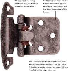 Hickory Hardware P244-VP Full Inset Cabinet Hinge, 1 PAIR