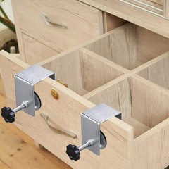 2PCS U-shaped Stainless Steel Drawer Panel Clamp, Cabinet/Desk Installation Tool