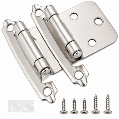 Cabinet Hinges Brushed Nickel for Kitchen Cabinets Doors 5 Pair 10 Pcs 1/2″ O…