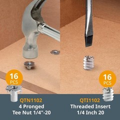POWERTEC 71127 128 Piece Set T Track Knob Kit w/ 5 Star Knob, Pack of 1
