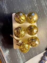 6 Anthropologie Gold Mercury Glass cabinet drawer knobs round balls