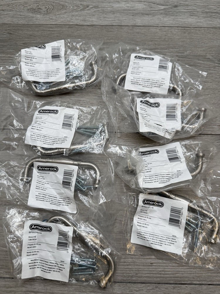 Lot of 8 Amerock BP55243G10 3-3/4″ Center to Center Handle Cabinet Satin Nickel