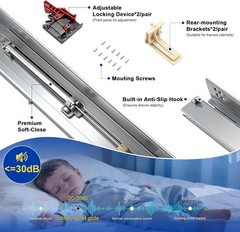 Knobonly 6 Pairs 21″ Soft Close Drawer Rails Undermount