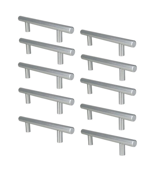10-Pack Modern Euro Style Brushed Stainless Cabinet Drawer Bar Pulls 6.25″/160mm