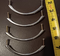 Silver Set of 6 Minimalistic Curved Reclaimed Cabinet Drawer Handles Pulls